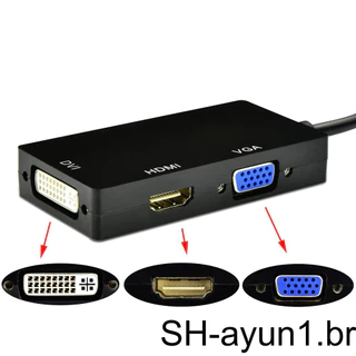 Conversor 3 Em 1 DisplayPort DP 1.2 Para VGA/DVI/HDMI Adopter Converter Macbook IMAC PRO