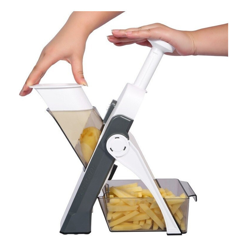 Cortador Fatiador Mandoline Multifuncional 5 Funções para Cortar Batata Legumes e Vegetais Food Chopper Inovador