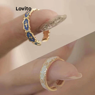 Lovito Anéis cruzados casuais de esmalte liso para mulheres LFA44679