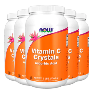 Kit 5x Pó Cristais de Vitamina C Now Foods 1361g Puro Importado /Made in Usa