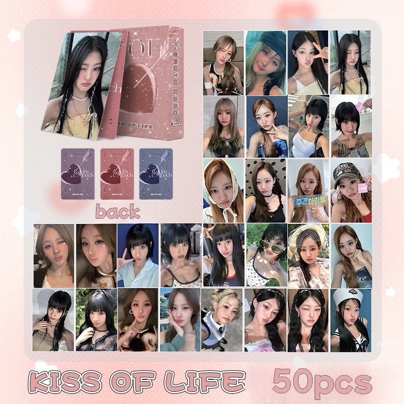50pcs/box KISS OF LIFE Holographic Photocards Midas Touch Born to