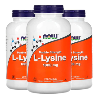 Kit 3x L-Lysine Now Foods 1000mg L-lisina 250 Tabs/Made in Usa