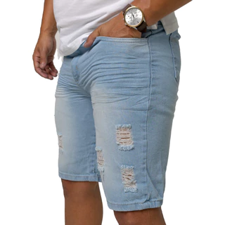 Bermuda Jeans Masculino Clara Rasgada - ENVIO IMEDIATO - Shorts Masculino com Rasgos