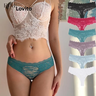 Lovito Calcinha sexy de renda floral para mulheres LCW06106
