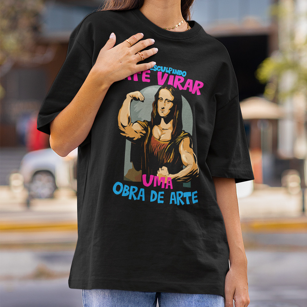 Camiseta Feminina Obra de Arte Oversized Treino Gymrat Maromba