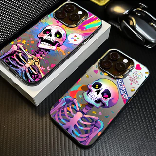 Capa De Telefone Para Poco X6 F6 M6 Pro Mi 13T 12T Colorida De Caveira Fashion X5 F5 Xiaomi 14 13 12 11 Lite 5G NE Dura De Acrílico