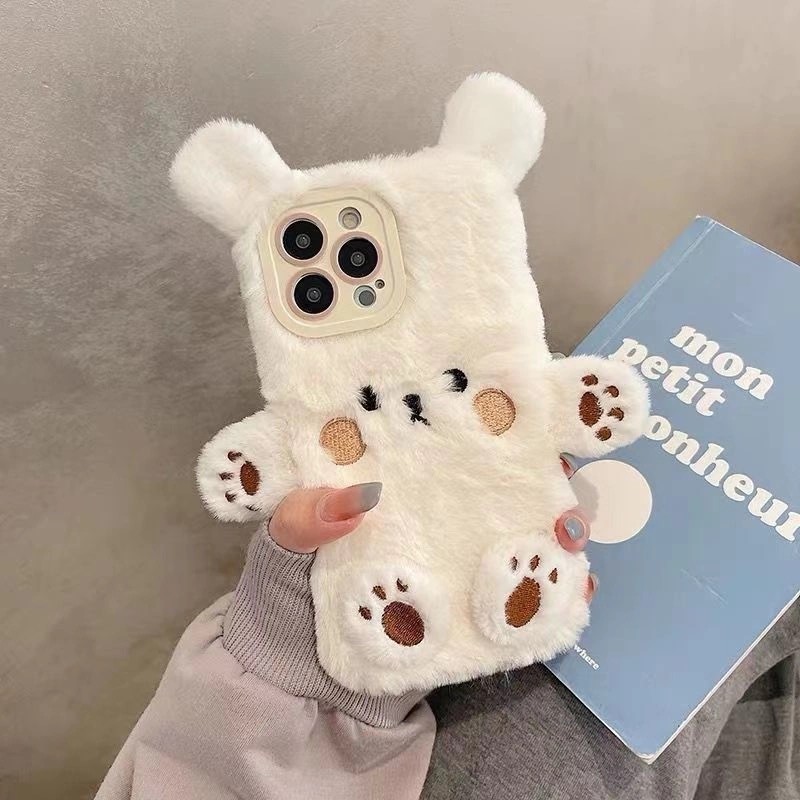 Bonito Urso Macio Fofo Casos De Telefone De Pelúcia Para iPhone 16 Pro ...