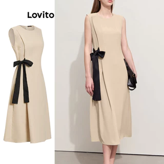Lovito Vestido elegante simples com cadarço para mulheres L99ED428