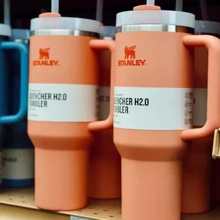 Versão americana Stanley 40oz copo de palha de aço inoxidável isolamento frio mantendo café copo de água grande capacidade pêssego