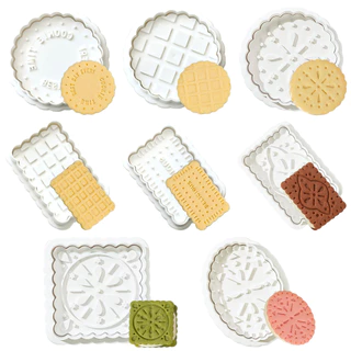 8 Peças Cortadores De Biscoitos Estilo Japonês , Molde De Biscoito De Plástico De Fácil Liberação Carimbo Waffle Multiformato DIY Ferramentas De Fondant De Cozimento Fabricação De Sanduíche