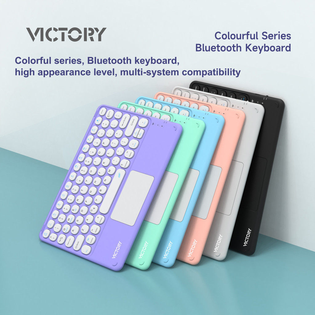 Teclado Bluetooth Com Função Touch Sem Fio Colorido Macaron Para Tablet Celular Notebook Pc