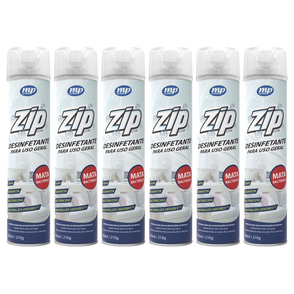 Kit 6 Desinfetante Para Uso Geral Zip Clean 350Ml - My Place | Shopee ...