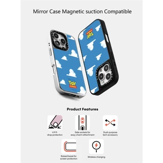 CASETiFY X Disney E Pixar's Toy Story Sucção Magnética Capa Preta Espelhada Prateada Para IPhone 16 15 14 13 12 Pro Max Plus Traseira Rígida Com Logotipo De Escultura Em Caixa