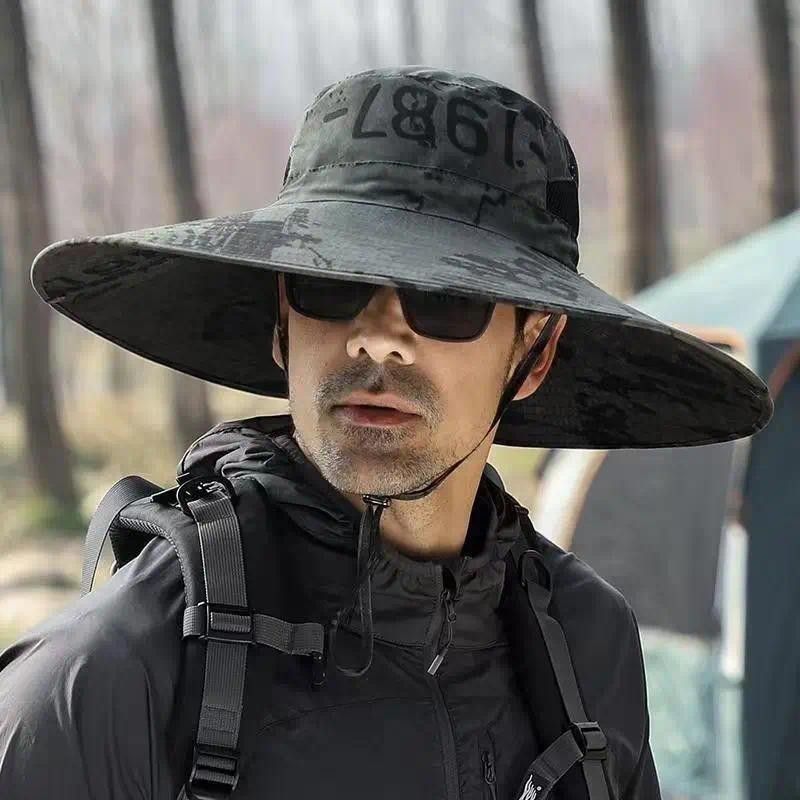 15CM Large Brimmed Hat for Men's Outdoor Sunshade and Sunscreen Hat, Summer Sun Hat, Fishing Hat, Mountaineering Fisherm