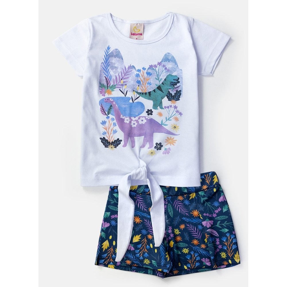 Conjunto Infantil Feminino Dino Branco 0357 - Laluna | Shopee Brasil