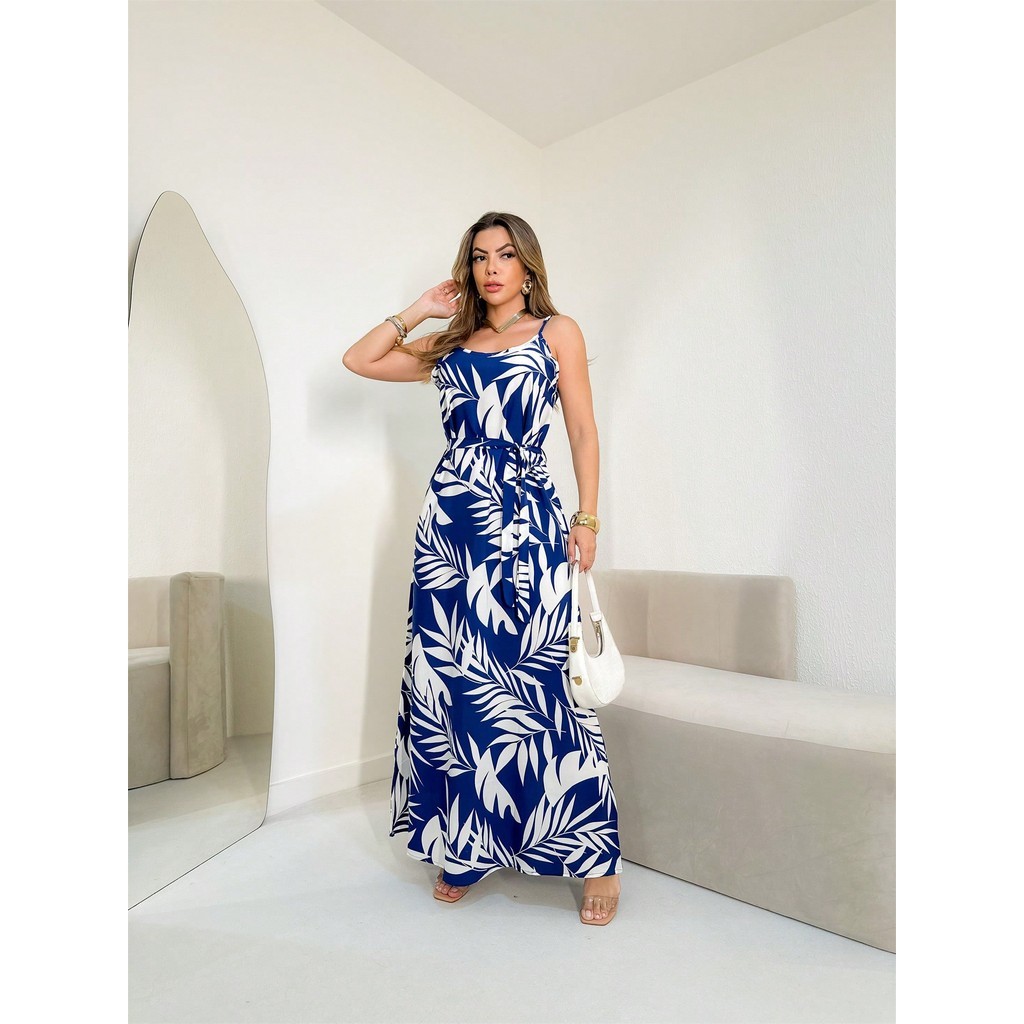 Tecido Viscose Longo Modelo De Vestido Estampado Longo VESTIDO