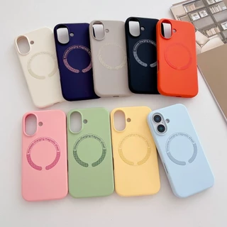 Silicone Líquido Macio Magnético Para Magsafe Caso iPhone 16 15 14 13 12 11 Pro Max Plus Sólido Fosco À Prova De Choque Capa De Proteção