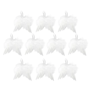 Moda Elegante Branco Autenticidade Pena Pendurado Asas De Anjo Conjunto De Ornamento De Árvore De Natal