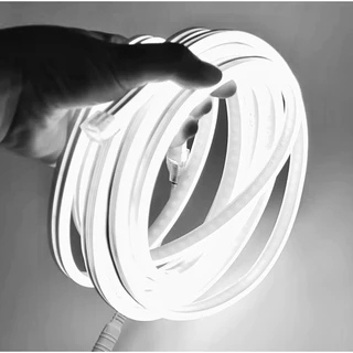 KIT 1 a 10 Metros Mangueira Fita LED Neon Flex Branco Frio 6500K + Rabicho