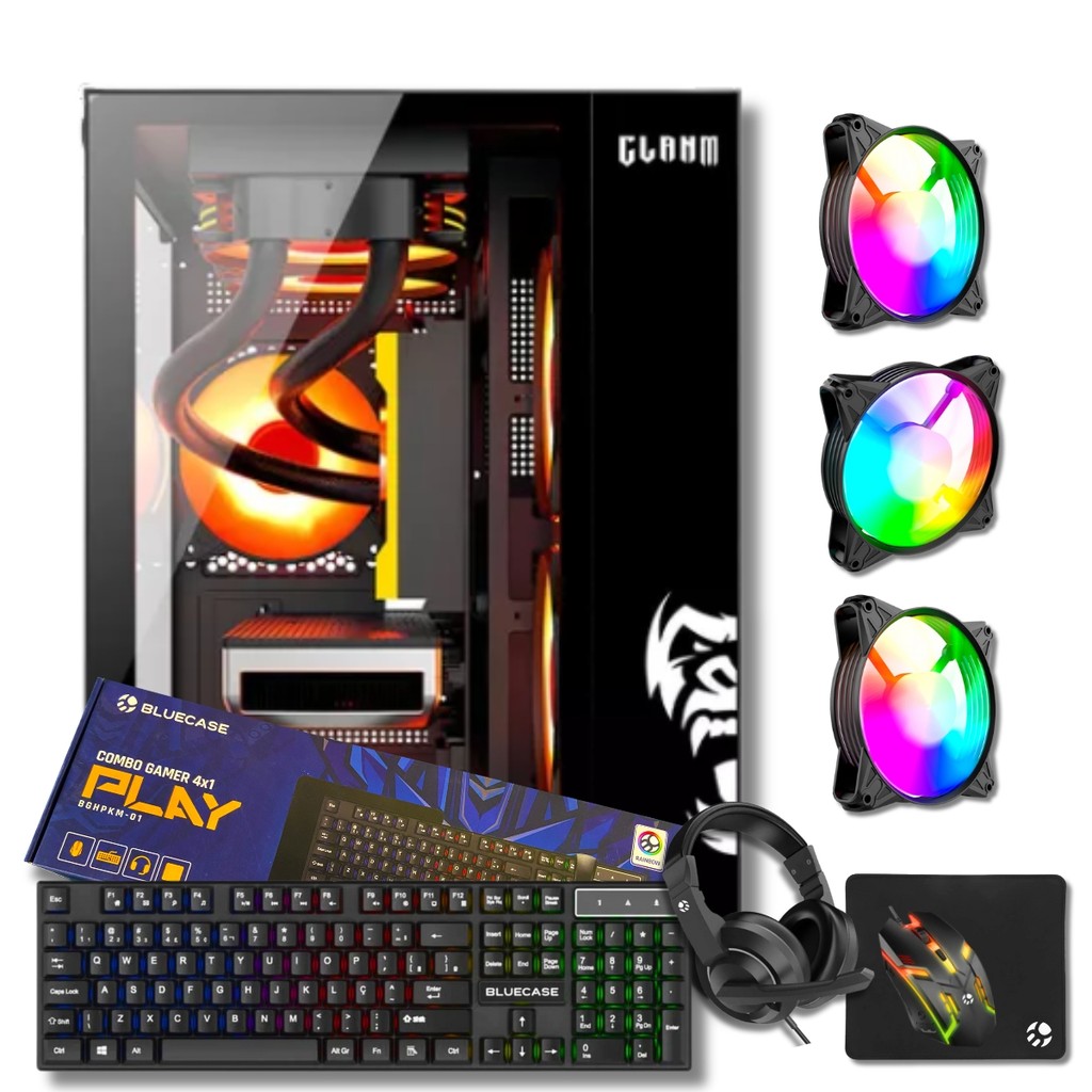 Gabinete Gamer Aquario Nightmare Kit Gamer Micro-ATX/ITX Com 3 Fans