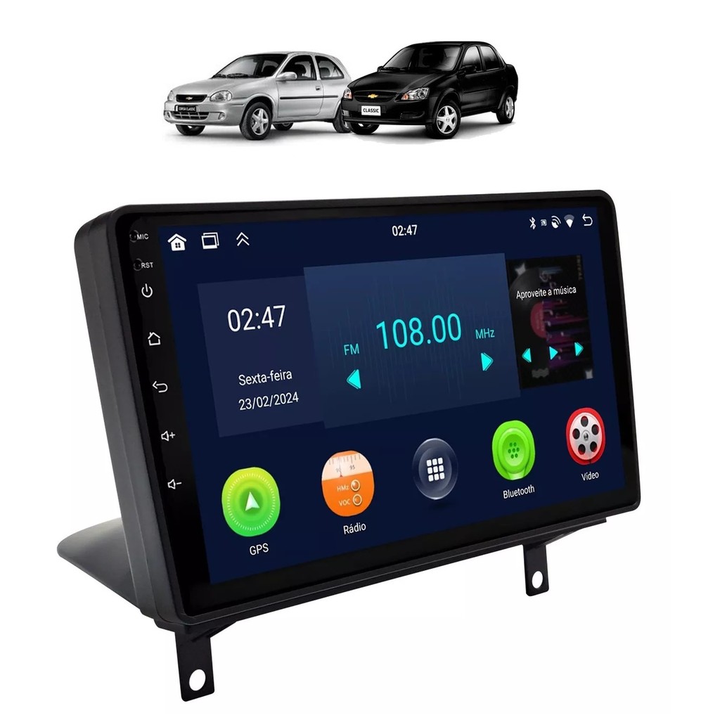 Kit Multimídia Corsa Classic Android 9 Pol 2/32Gb Carplay Gps WiFi ...