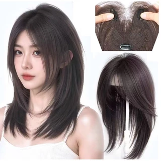 9cm X 11cm Parte Livre Renda Resistente Ao Calor Clipe De Topper De Cabelo Sintético Reto Em 35cm ~ 40cm