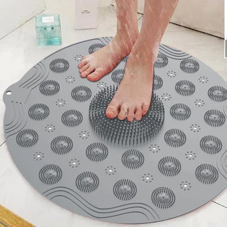 Tapete de Box de Silicone Redondo Antiderrapante Massageador Limpeza Pés Banho