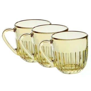 Conjunto de Xícaras de Vidro Gold Athena de 280ML com 3 Peças em Oferta na Shopee