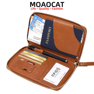 【MOAOCAT】Porta-Passaporte RFID Com Zíper Carteira Longa Viagem Multifuncional No 26