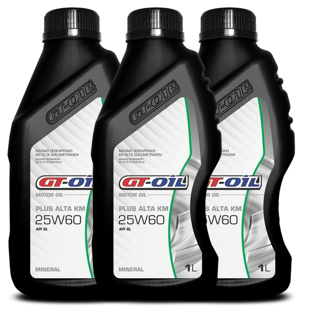 Kit 3 Óleo De Motor Gt Oil Plus Alta Km 25w60 Api Sl Mineral Shopee