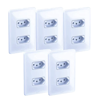 KIT 5 TOMADA DUPLA 2P+T 10A PIAL ZEFFIA LEGRAND - COD 680111