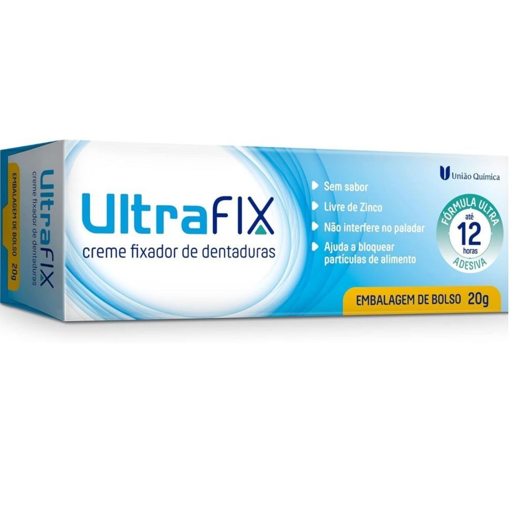Ultrafix Fixador de dentadura 12 horas Sem Sabor Creme 20g | Shopee Brasil