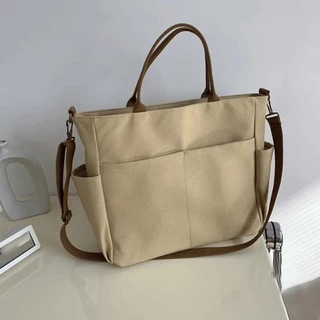 Saco de lona Feminino Novo Estilo Saco de lona de grande capacidade Saco de lona simples japonês Saco de lona simples College Student Cl