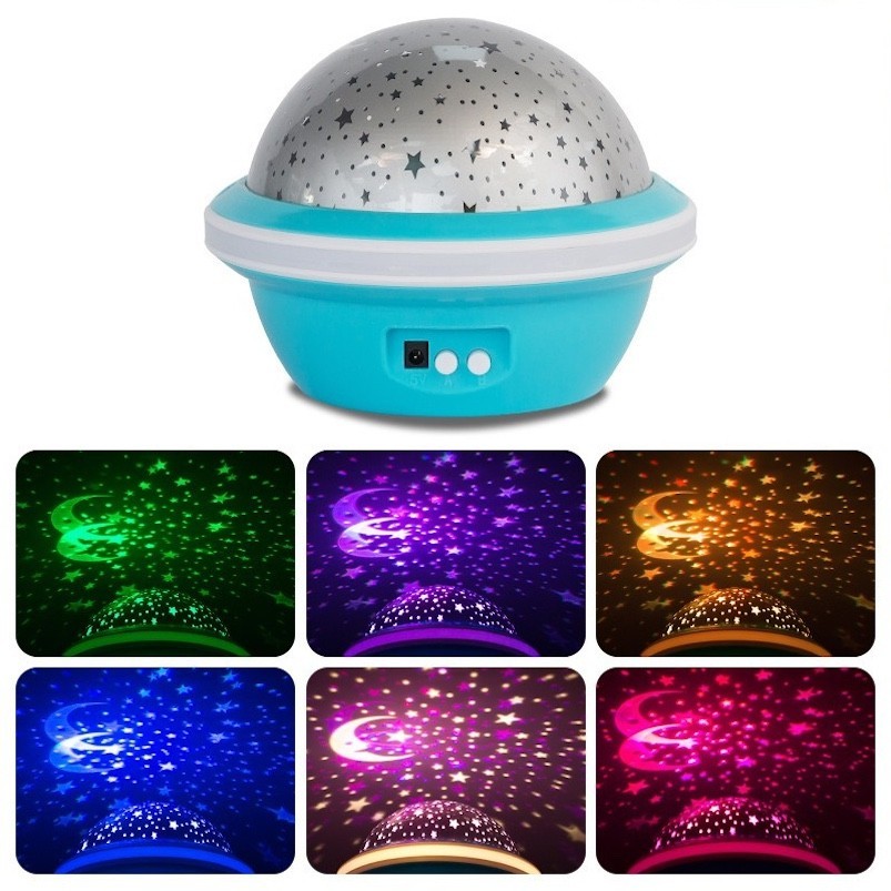 Luminária disco voador infantil Projetor de estrelas lua usb