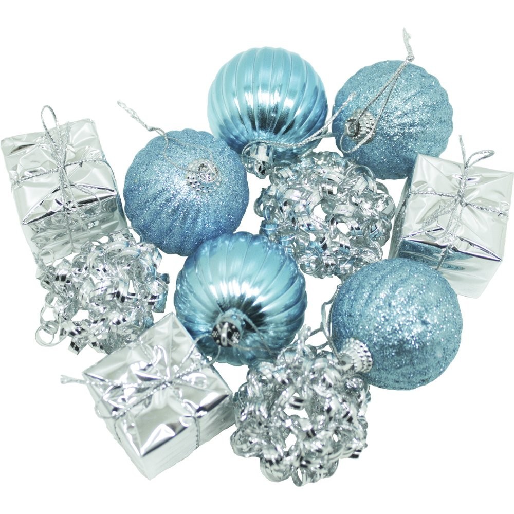 Kit 22 Peças Enfeite Tubo Natalino Árvore De Natal Azul 5cm