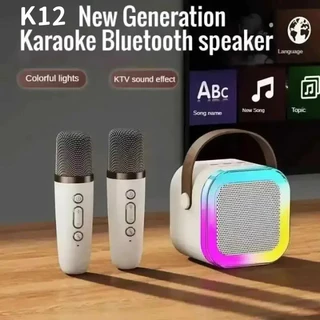 Bluetooth Speaker K12 Karaoke Machine Portable 5.3 PA System Com Microfones Sem Fio Home Family Cantando Presentes Para Crianças