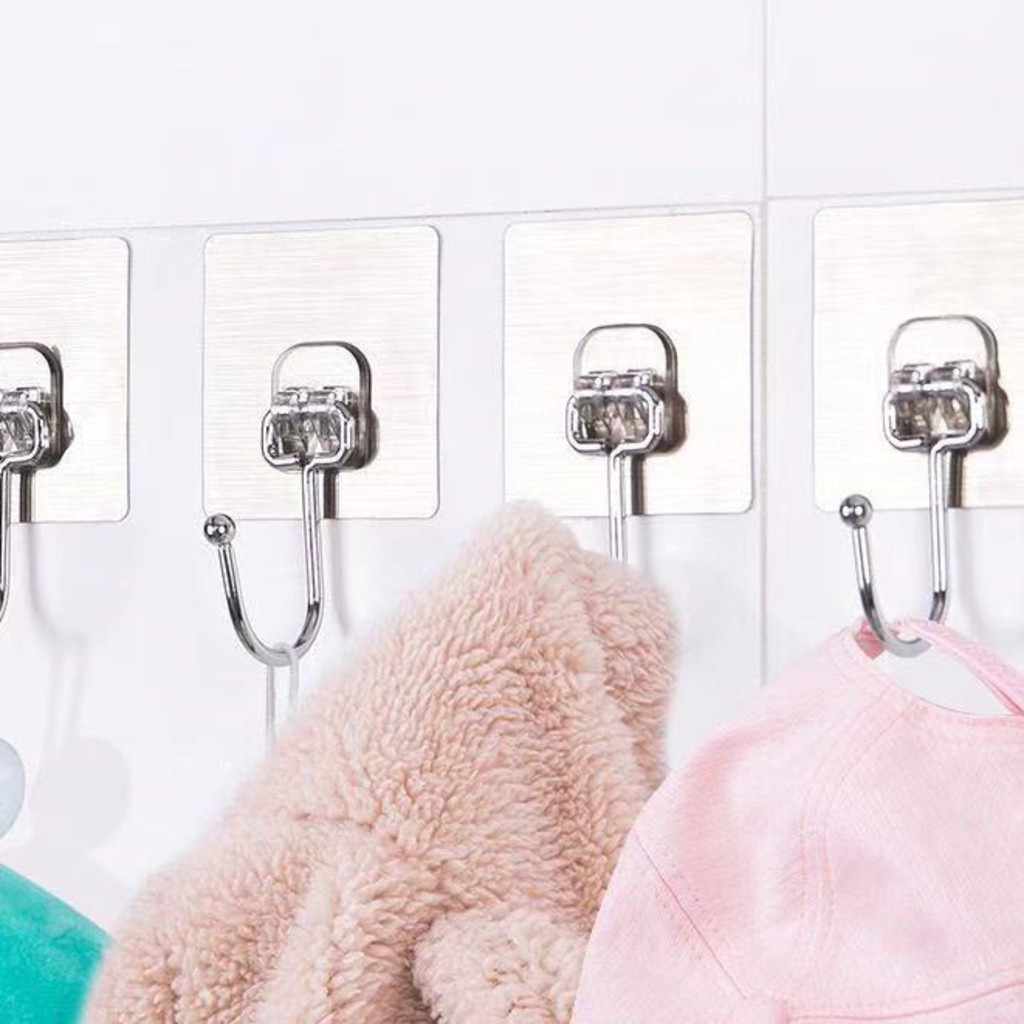 Kit 5/10/20 Ganchos Adesivos Universais com Acabamento Metálico - Força e Elegância para Sua Casa