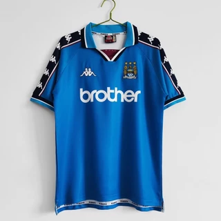 Retro 97-99 Manchester City Home Football Camisa De Manga Curta De Alta Qualidade