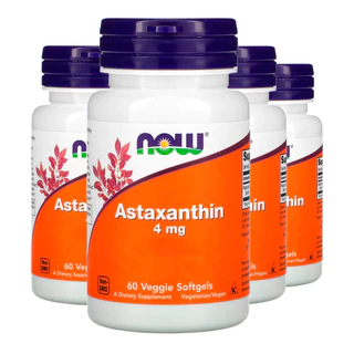 Kit 4x Astaxantina 4mg Now Foods 60Veg softgs /Made in Usa