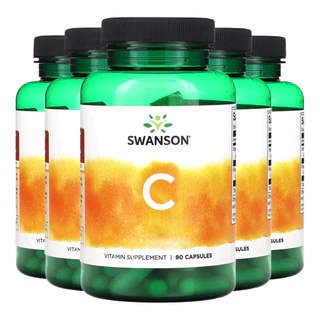 Kit 5x Vitamina C 1000mg Rosa Mosqueta Swanson 90Caps Importado /Made in Usa