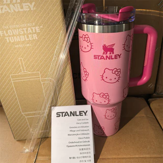 Stanley40oz Ice Master Cup Rosa Hello KT Estilo Garrafa térmica de grande capacidade Copo de gelo