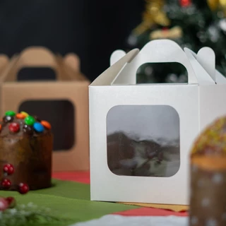 20 Caixas para Panetone 100g ou Caneca | 10x10x10 cm | Maleta com Visor de Acetato