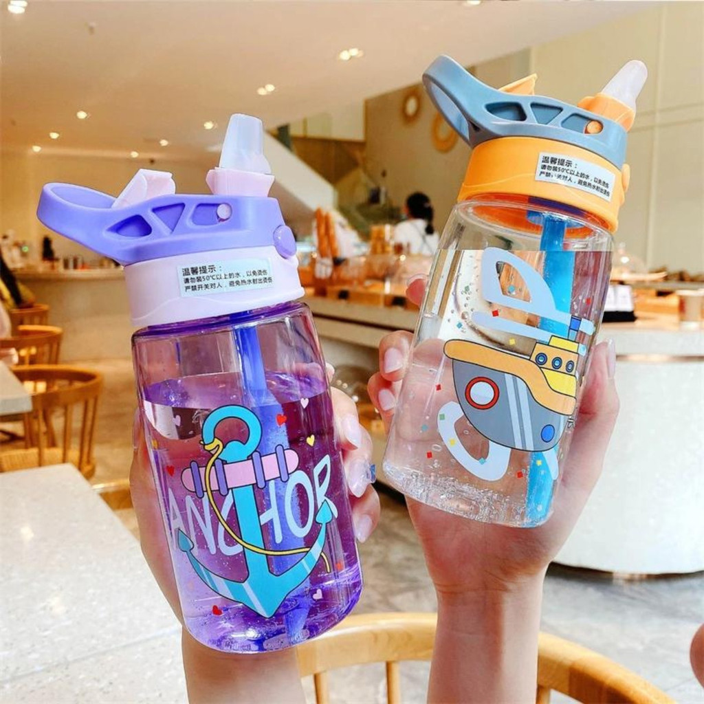 Garrafinha De Àgua Infantil Canudo Silicone Com Alça De Protetor