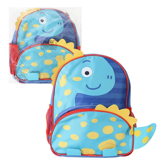Mochila Escolar Costas Dinossauro Azul Infantil Clio Pets Animais 3D p/ Bebes Crianças Menino Menina Escola Creche Volta as Aulas