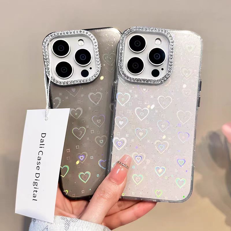 Custodia Glitter Per IPhone 15 Plus Miagon: Effetto Sfumato Brillante Con Cristalli E Strass, Cover Rigida In PC E TPU Morbido, Blu