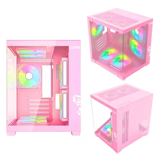Gabinete Gamer Aquário, Clanm Candy, Micro-ATX/ITX, Vidro Temperado, Rosa