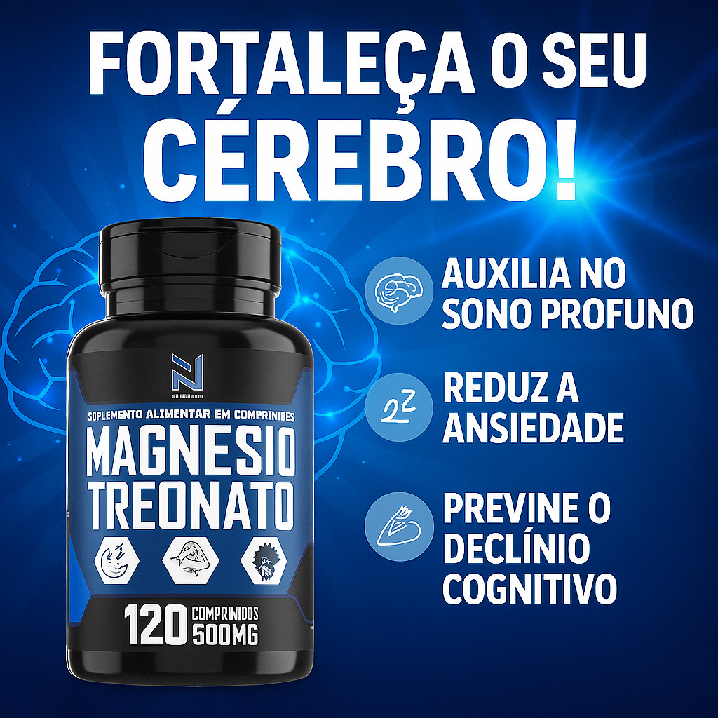 Magnésio Treonato 120 Cápsulas Memória Rápida, Sono de Qualidade e ...