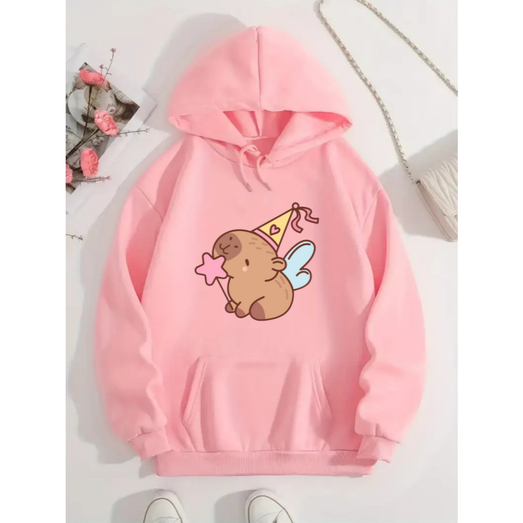 Moletom Capivara Feliz Fofa Tumblr Casaco Premium Canguru Com Capuz