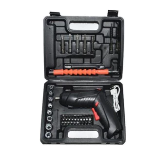 Kit Parafusadeira/Furadeira 48 Peças À Bateria Carregador Usb