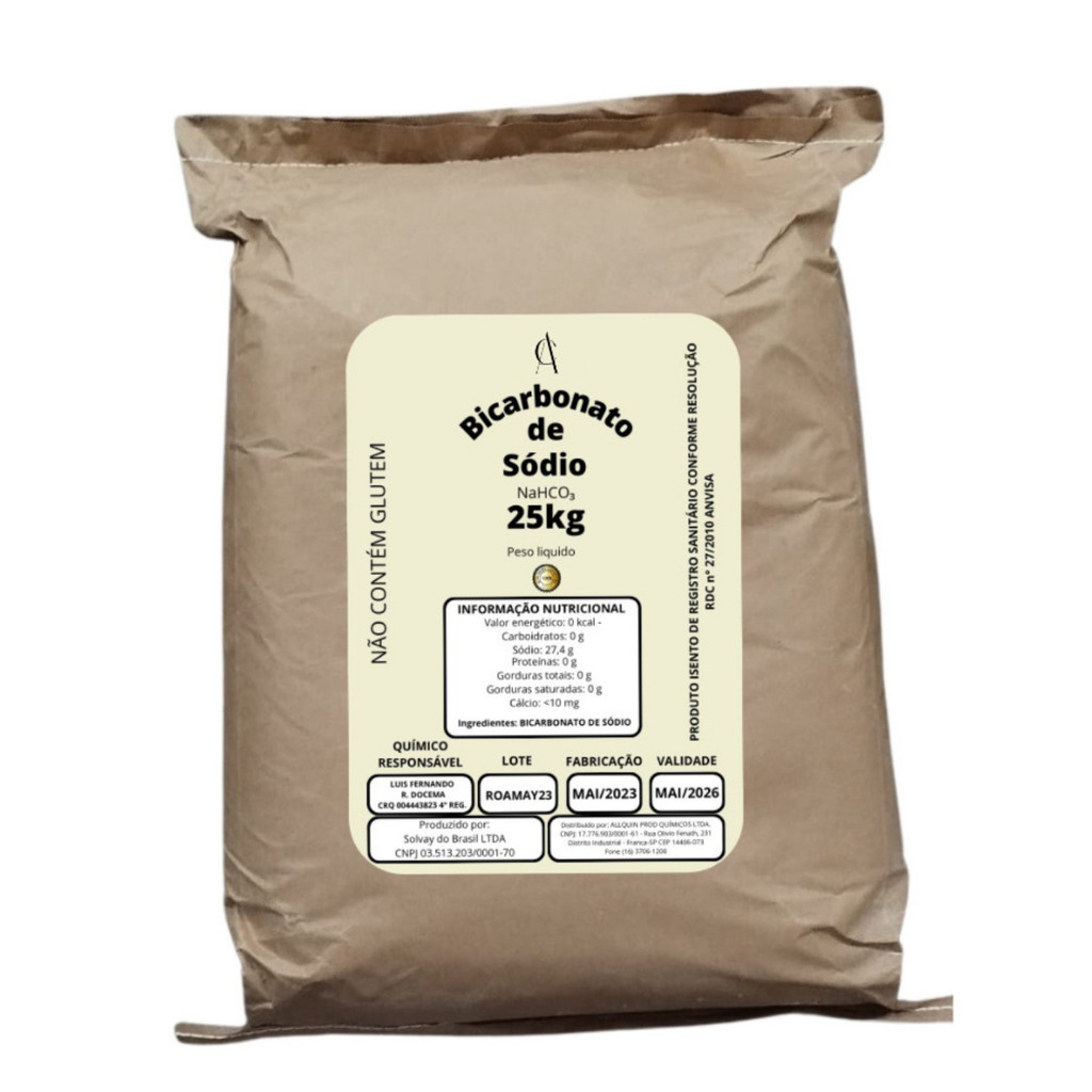 Bicarbonato De Sódio 25kg Extra Fino 100% Puro Alimentício Limpeza